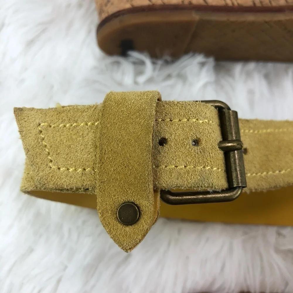 DOLCE VITA Mustard Yellow Cork Heel Wedges EUC.